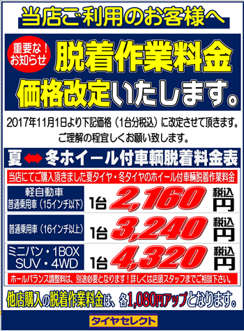 タイヤ 脱着 工賃 Article