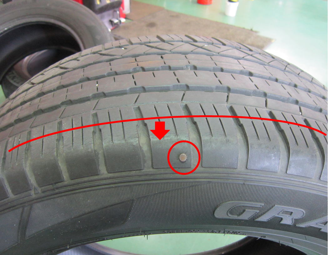 釘が刺さっています お知らせ タイヤセレクトかすみ タイヤセレクト タイヤランド Dunlop