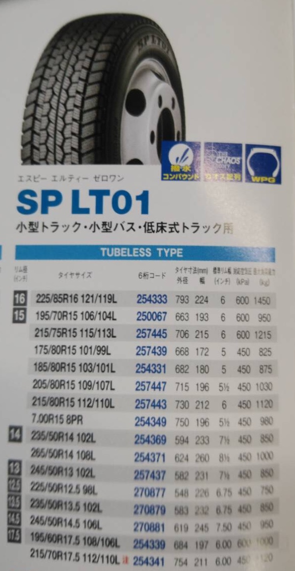 価格は安く 送料無料 沖縄,離島除く 4本セット 新品スタッドレスタイヤ 7.00R15 8PR LT TL ダンロップ SP LT01 小型トラック  バス用 日本製 冬